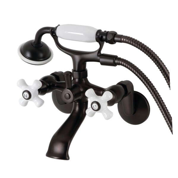 Kingston Brass KS266PXORB Wall Mount Clawfoot Tub Faucet with Hand Shower, Oil Rubbed Bronze KS266PXORB - main